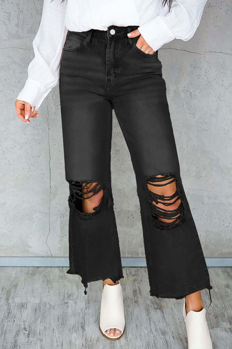 UrbanEdge™ Women's Jeans – High-Waist, Vintage-Ripped Style