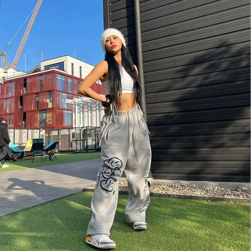 Y2K Vintage Letter Print Street Sweatpants